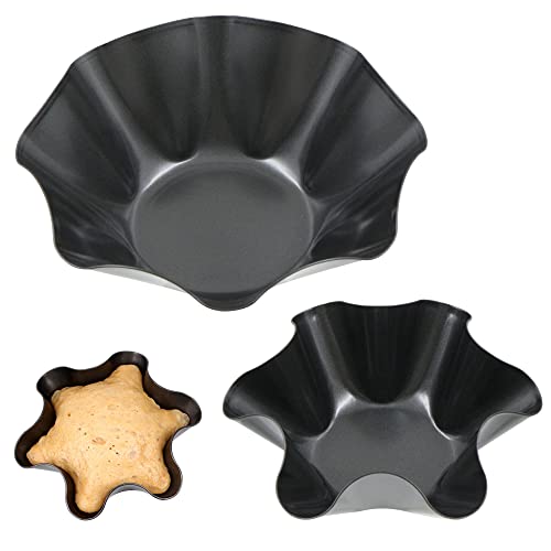 Tortilla Shell Maker Cuencos Estriados - Tacos Molde Antiadherente Sartenes Ensaladeras Forma Flor de Acero Inoxidable para Pastel Pan Pastelería Pudín Taco, Negro, 2 PCS Cover