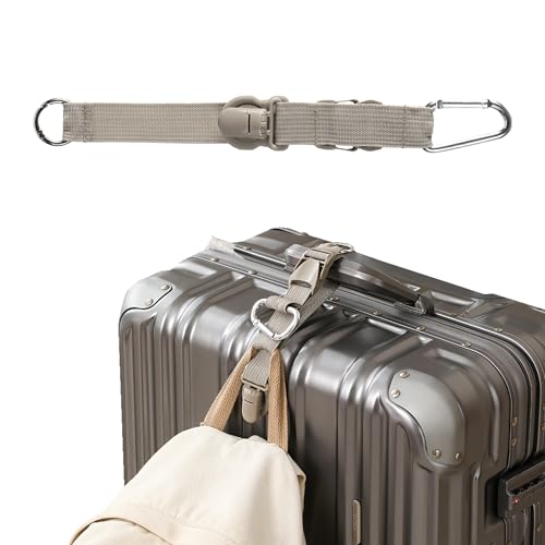 Image of Veki Add a Bag Luggage Straps Jacket Gripper, Baggage Suitcase Belts Travel Accessories, Travel Belt with Buckle Adjustable Baggage, Provide Hat Clip, Make Your Hands Free, Carry on Bag (Grey)