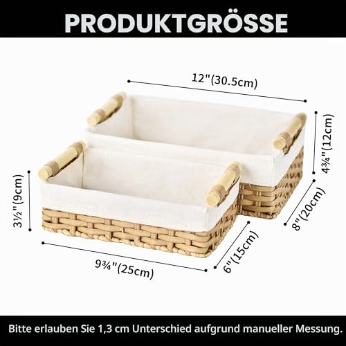 GRANNY SAYS Aufbewahrungskörbe Schmal, 2 Stück Klopapier Aufbewahrung Körbe, Handgewebt Aufbewahrungskorb, Regalkorb Geflochten, Wasserdicht Badezimmer Körbchen, Deko Körbe Wickeltisch - Natur – Bild 5