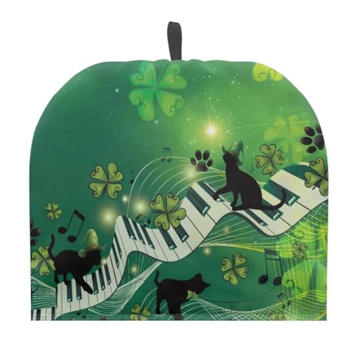 Youngerbaby Green Clovers Tea Cozy, Piano Keyboards Teapot Warmer Anti- Scald Tea Cozy, Proof Insulated Teapot Cover, Keep Warm Tea Kettle Quilt for Home Kitchen Hotel Restaurant
