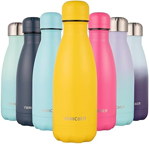 YONICOER Insulated Water Bottle, 12Oz Double Walled Stainless Steel Metal Water Bottles, Vacuum Thermo Flasks for Daily Use, Sports, Gym, Travel,School