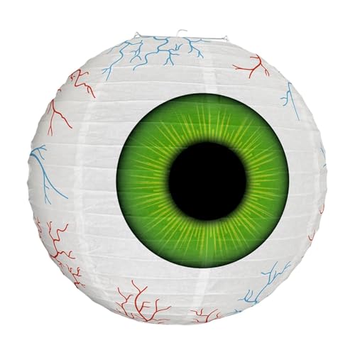 Generic Halloween Paper Lantern, Hanging Paper Lantern, Eyeball, Reusable Round Halloween Decoration Hanging Decoration for Indoor, Green