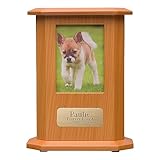 Best Friend Services Custom Pet Memorial Urns for Dog or Cat Ashes, Photo Pet Urn & Engraved Brass Plate, Cremation Urn and Personalized Memorial Keepsake Memory Box, Eternal Series, Oak