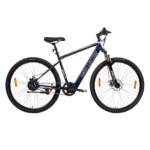 Image of Hero Lectro C4E 700C Single Speed City Hybrid Electric Cycle | 5.8 ah IP67 Rated Battery | Front Suspension and Dual Disc Brakes | Blue | Ideal Age 12+ Years Unisex | 95% pre-Assembled,Frame: 19 Inch