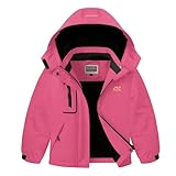 WULFUL Girl's Waterproof Ski Jacket Warm Fleece Hooded Winter Snow Coat