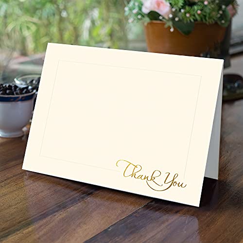 Image of Designer Greetings Blank Thank-You Note Cards, Golden Script (10 Blank Any Occasion Cards 10 Foil-Lined Envelopes) | Boxed Card Set, Matching Envelopes, Foil and Glitter Details