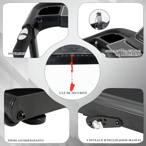 Tapis de Course Inclinable Pliable Electrique, Tapis Course Electrique Moteur 630W, Vitesse Réglable, Écran LED, 12 Programmes, Tapis de Marche Pliable, Tapis de Sport Course Cardio Maison – Image 5