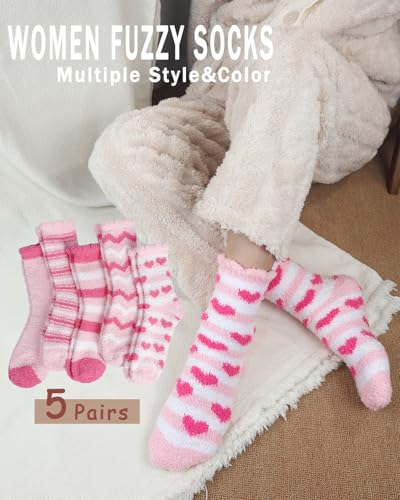 Ginmewrae Fuzzy Socks for Women, Warm Cozy Fluffy Thick Plush Sleeping Slipper Socks Stocking Stuffer Gifts2