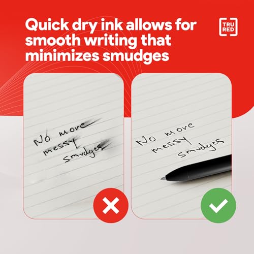Image of TRU RED Retractable Gel Pens, Medium Point 0.7mm, Black Ink, 5 Pack - Quick‑Dry Pens for No‑Smear Notes & Office Writing