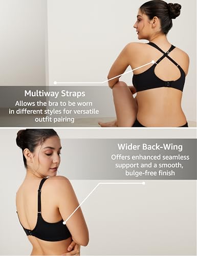 Image of Symbol Premium Nylon Blend Women's Minimiser Bra (Non Padded,Wired,Full Coverage,Broad Cushioned Strap,4 Way Stretch Fabric)