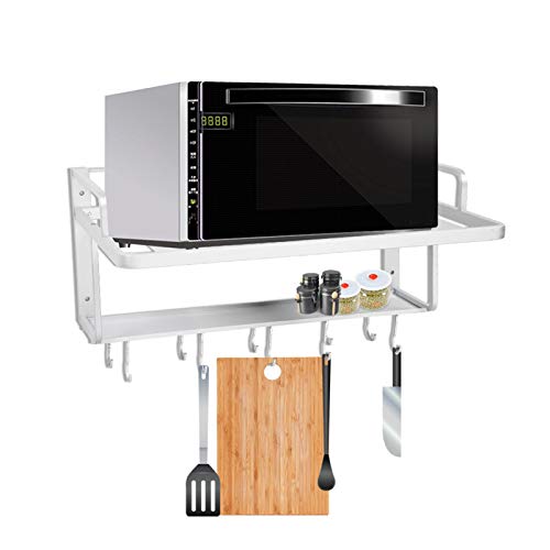 Zerone Estante de horno de microondas, de aluminio, doble capa, para colgar en el horno de microondas, estante de cocina con 10 ganchos