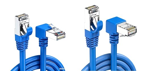 Cable Ethernet Cat6A 3.1 pies con conector RJ45 ángulo 90° miniatura 1