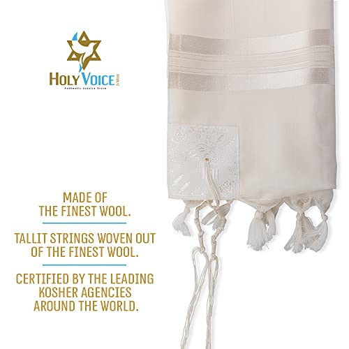 HOLY VOICE Tallit Prayer shawl for women and men – Traditional Kosher Jewish tallit from Israel – Made of Premium Wool4