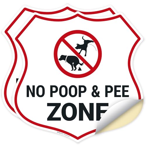No Poop And Pee Zone Shield Sign, 6x6 Inches, 4 Mil...