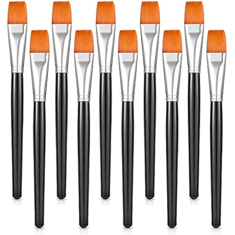 Flat Paint Brushes, UOROMI 10 Pcs Watercolor Acrylic Paint Brush Synthetic Nylon Hair Paintbrush 1 Inch Artist Painting Brush for Professionals and Artists Cover