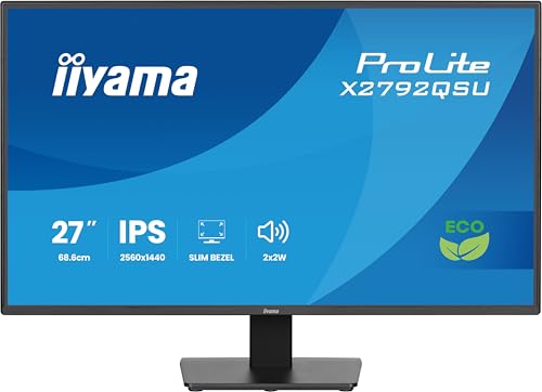 iiyama X2792QSU-B1 27" Eco IPS, 120 Hz, 1 ms, certifié Eyesafe & EyeComfort, 2560 x 1440, HDMI/DP TCO10, TUV-GS, Epeat Silver