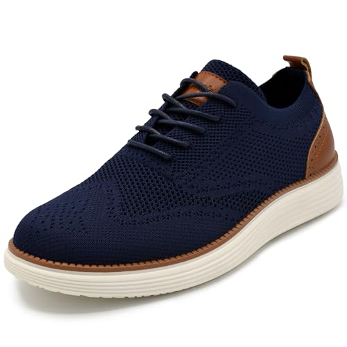 Image of AKADEMIKS Mens Olney Wingtip Knit Oxford, Sleek Breathable Dress Shoes