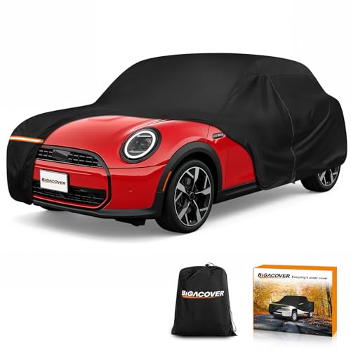 Car Cover for 2002-2025 Mini Cooper 2 Door Waterproof 420D Oxford Cloth Outdoor Full Car Cover with Zipper Windproof Heavy Duty All Weather Protection