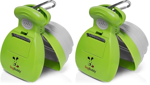 Image of DogBuddy Pooper Scooper, Portable Dog Pooper Scooper, Poop Scooper for Small and Large Dogs, Pooper Scooper with Bag Attachment, Leash Clip and Dog Waste Bags Included (Medium, Kiwi) (Pack of 2)