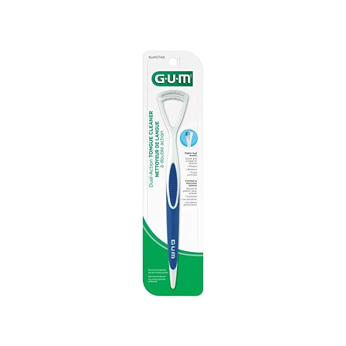 GUM - 760RB Dual Action Tongue Cleaner Brush and Scraper (Colors May Vary)