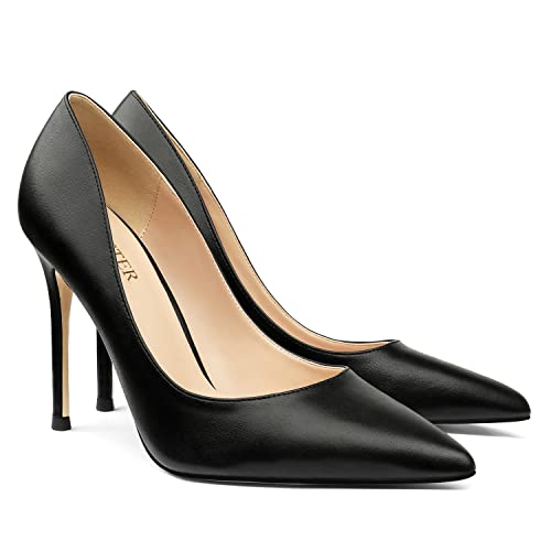 COLETER Women's 4 Inch Pumps Pointy Toe Wedding Dress Shoes Slip on Stiletto Pumps