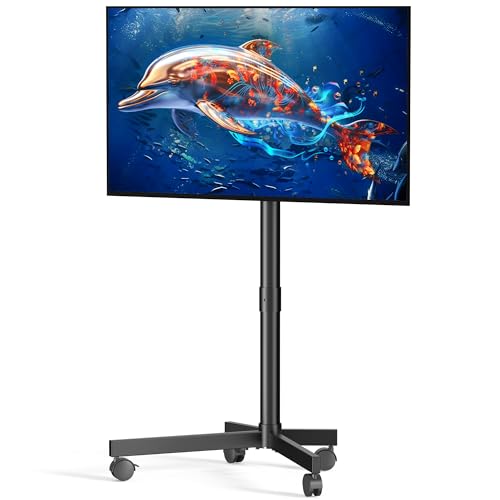 Mobile TV Cart Rolling TV Stand for 23-60 Inch LCD LED OLED Flat Curved Screens up to 88 lbs, Height...