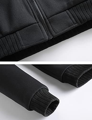 Locachy Women's Loose Casual Thick Sherpa Fleece Lined Zip Up Solid Hooded Sweatshirt Jacket Black Xs #TOP4