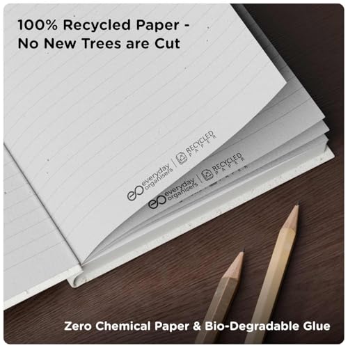 Image of eo A5 Hardbound Diary Notebook, 160 Ruled Pages 80 GSM | Corn Husk Cover with Recycled Paper | Aesthetic Journal Diary for Women & Men | Daily Planner, Notes, Office