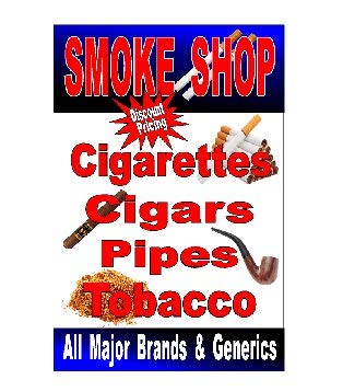 Amazon.com: Smoke shop tobacco cigar pipe cigarettes advertising poster  sign 24
