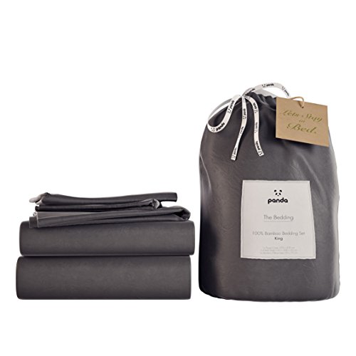 Panda 100% Bamboo Bedding Set (UK King, Urban Grey)