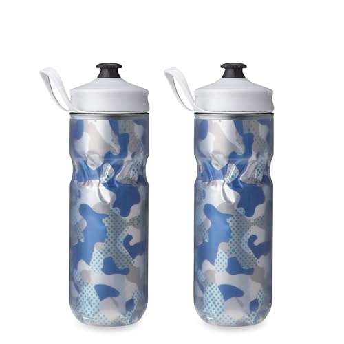 Image of HydraPak | Polar Bottle - Polar Sport Insulated Water Bottle 2-Pack - BPA-Free, Sport & Bike Squeeze Bottle with Handle (Contender Blue, 600ml / 20oz)