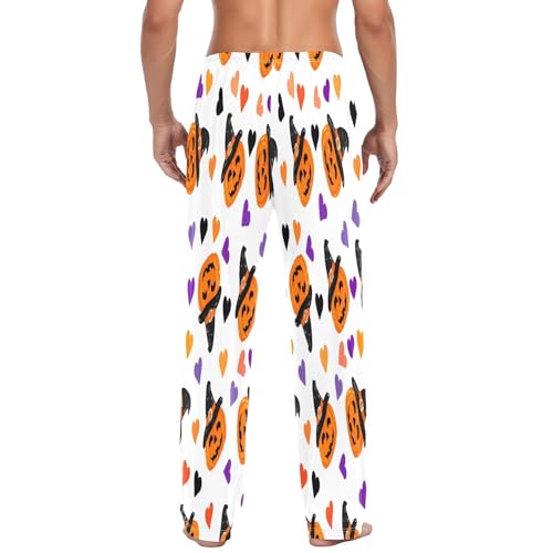 Qilmy Pumpkins Witch Halloween Men's Cotton Pajama Pants, Lightweight Lounge Sleepwear with Drawstring and Pocket3