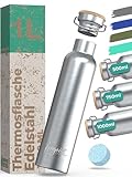 thermosflasche 1 2 liter 🔥 EXTRA ISOLIERUNG - Zwei Edelstahlwände, Ein Vakuum dazwischen und die TEMPERATURE LOCK Kupferdampf Isolierung sorgen für 25h kalte/13h warme Getränke. Die optimale Thermosflasche für Tee etc.