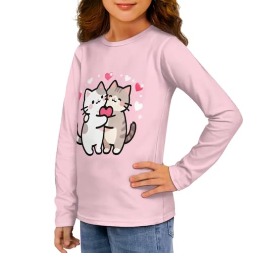 Image of Girls Long Sleeve T Shirt Cute Cartoon Crewneck Shirt for Kids 3-16Y Fall Winter Clothes
