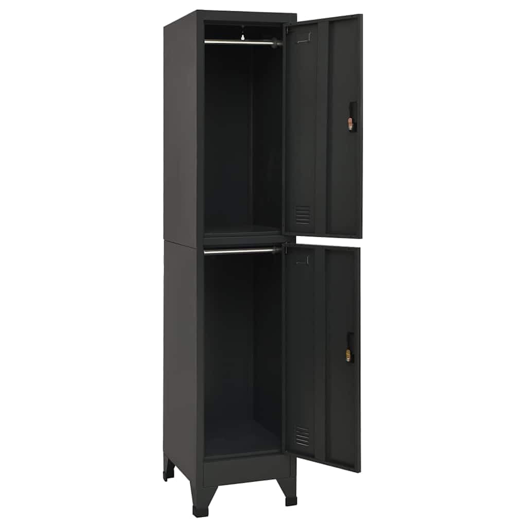 Schließfachschrank aus Stahl Anthrazit 38x45x180 cm für Schule Büro