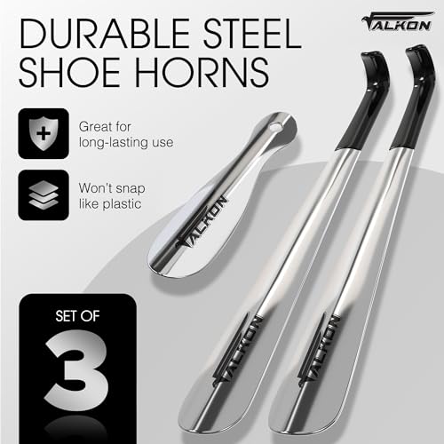 FALKON Shoe Horn Long Handle- 16.5" Metal Shoe Horn Sets for Men, Women and Children2