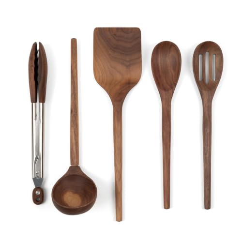 Salt & York Walnut Wooden Cooking Utensil Set...