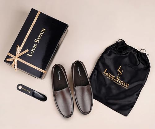 Image of LOUIS STITCH Genuine Leather Formal Shoes for Men | Ultra Lightweight Men's Slip On Solid Formal Loafers | Comfortable for Long Hours | LSPDFLP