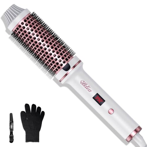 Ukliss 1.5 inch Thermal Brush, Dual Voltage Fast Heated Styling Tool for Worldwide Travel, Ceramic Barrel for Long Lasting Curls Waves & Shine (White)