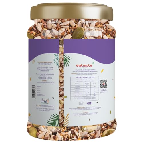 Image of Eatmate Superfood Premium Seed Mix 1 Kg | Protein-Rich Healthy Snack | Pumpkin, Sunflower, Flax, Chia, Sesame & Watermelon Seeds | Fiber-Rich Ready to Eat