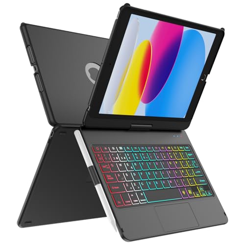 Ya en manzanajugosa.com: MMK Funda Teclado para iPad 9 Generacion 10.2 2021 con Touchpad, Giratoria de 360° & 7 Teclas retroiluminadas de Color & Conexión inalámbrica Bluetooth con Ranura de Lápiz, para iPad 10.2 9ª/8ª/7ª