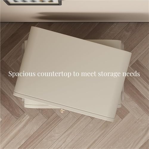 Lightweight Bedside Table with Wooden Drawers & Acrylic Base - Modern Nightstand Side Table with Storage for Bedroom, Living Room, 53cm Accents