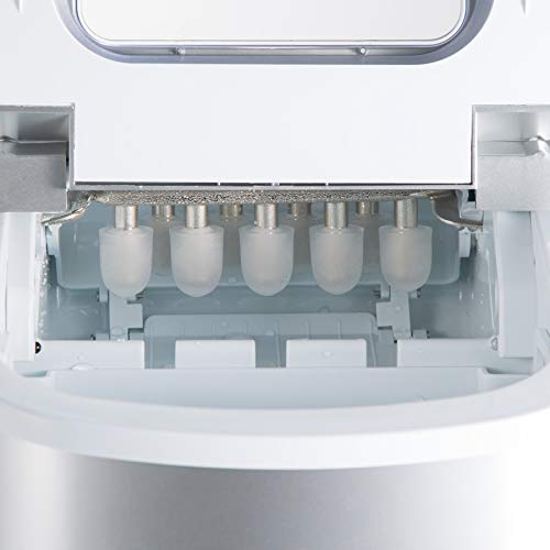 tectake Eiswürfelmaschine, 12-15 kg in 24 h, Ice Maker, 9 Eiswürfel in 5-13 min, Eiswürfelbereiter mit 2,4 Liter Wassertank, Ice Cube Maker, inkl. Eisschaufel und Eiseimer, 2 Würfelgrößen - Silber – Bild 7
