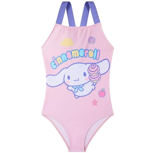 Cinnamoroll Sanrio Girls Swimsuit One Piece Teens Bathing Suit with Adjustable Straps Kawaii Swimwear Ages 514 (11-12 Years Pink Cinnamoroll)