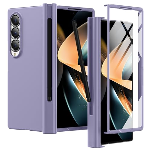 YSLBWLE Samsung Galaxy Z Fold 4�p�P�[�X S�y���t�� [�����A�E�^�[�X�N���[���v���e�N�^�[] �q���W�ی� & �~���^���[�O���[�h�ی�AZ Fold 4 �X�����d�b�p���C�����X�[�d�A�p�[�v�� 27-zfold4-03
