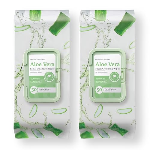 Image of Body Prescription Makeup Cleansing Wipes - Gentle and Effective Face Wipes, 50 Count (Pack of 2), Aloe Vera