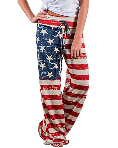 Image of NEWCOSPLAY Women's Comfy Pajama Pants Casual Drawstring Palazzo Lounge Wide Leg Pants