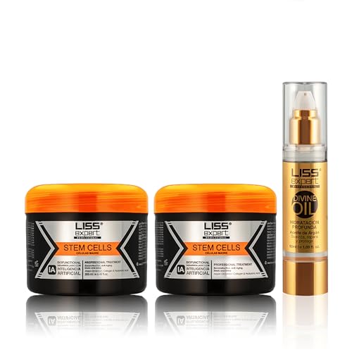 Liss Expert Stem Cells Professional Hair Treatment Set, 8.45 oz x 2 with Divine Oil, 3 Pieces
