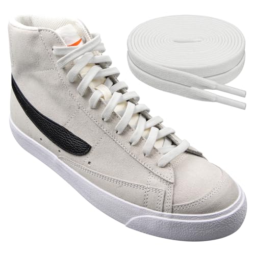 Endoto Elastische Schnürsenkel für Nike Blazer Schuhe, Ersatz Ohne Binden Flache Schuhbänder Shoelacs Laces (Weiß, Größe: 70 Zoll)