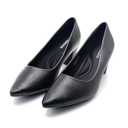 حذاء رسمي للنساء من اس دي فيلانو | حذاء مغلق من الامام بكعب صغير كاجوال سهل الارتداء للبنات والسيدات | حذاء عصري خفيف الوزن لحفلات الزفاف والعروس، اسود، مقاس 40 EU